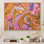 Jaune et rose, art fluide acrylique - Art mural moderne et contemporain sur toile