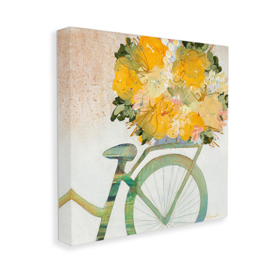 Vélo avec fleurs abstraites sur toile par Ruth Fromstein
