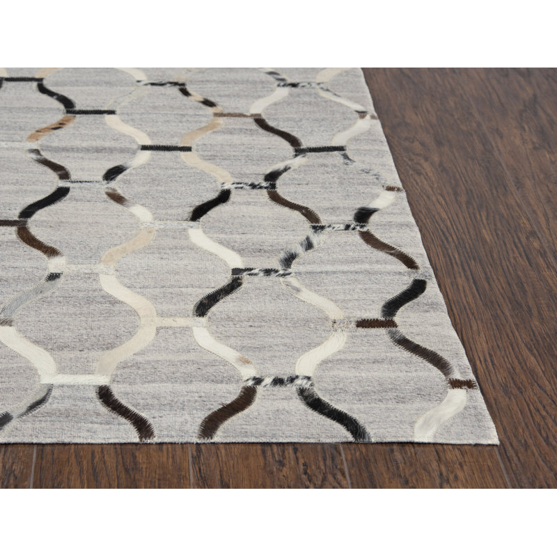 Leather Geometric Indoor Rug, Rectangle 5' x 8'