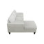 Canapé d'angle en lin gris et blanc 2 pièces avec méridienne à gauche et pouf