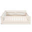 Lit plateforme beige avec garde-corps et coussin confortable - Structure pleine grandeur en bois massif