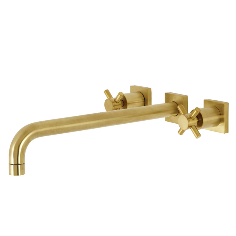 Kingston Brass Milano Two-Handle 3-Hole Wall Mount Roman Tub Faucet, Brushed Brass, Concord 2