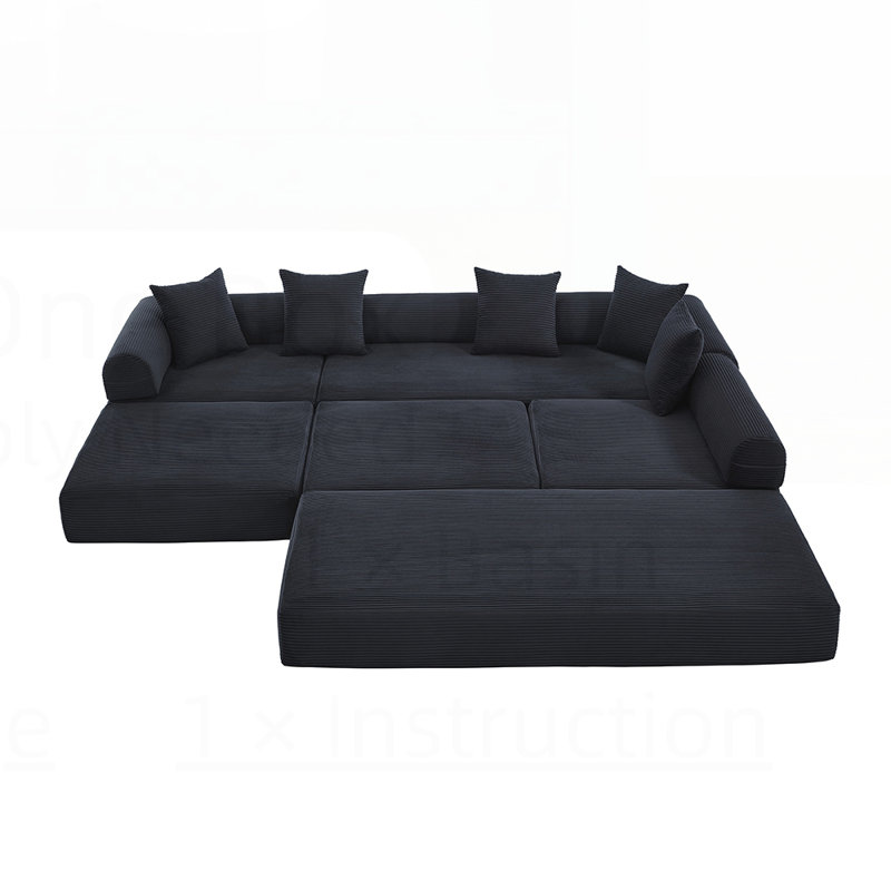 Canapé-lit convertible pliant avec cadre fixe, main courante à dossier coussiné, matelas Cloud Velours côtelé pour le salon, le dortoir, la chambre d'amis et le bureau personnel