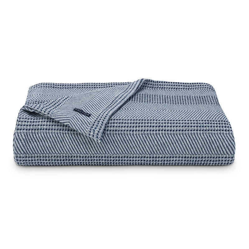 Nautica Chevron Stripe Cotton Blanket, Twin, Navy