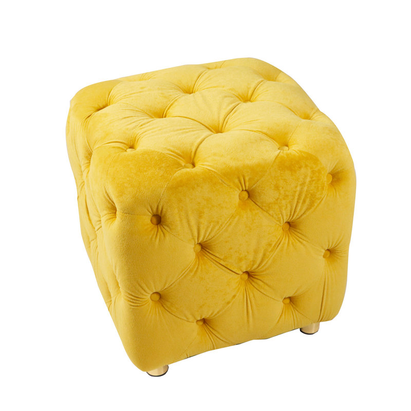 Asharie Velvet Upholstered Bench, Yellow