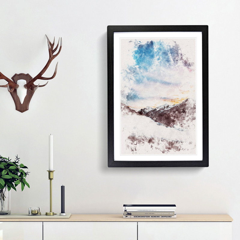 The Cloudy Mountains - Picture Frame Graphic Art, 87cm H x 62cm W x 2cm D, Black Framed