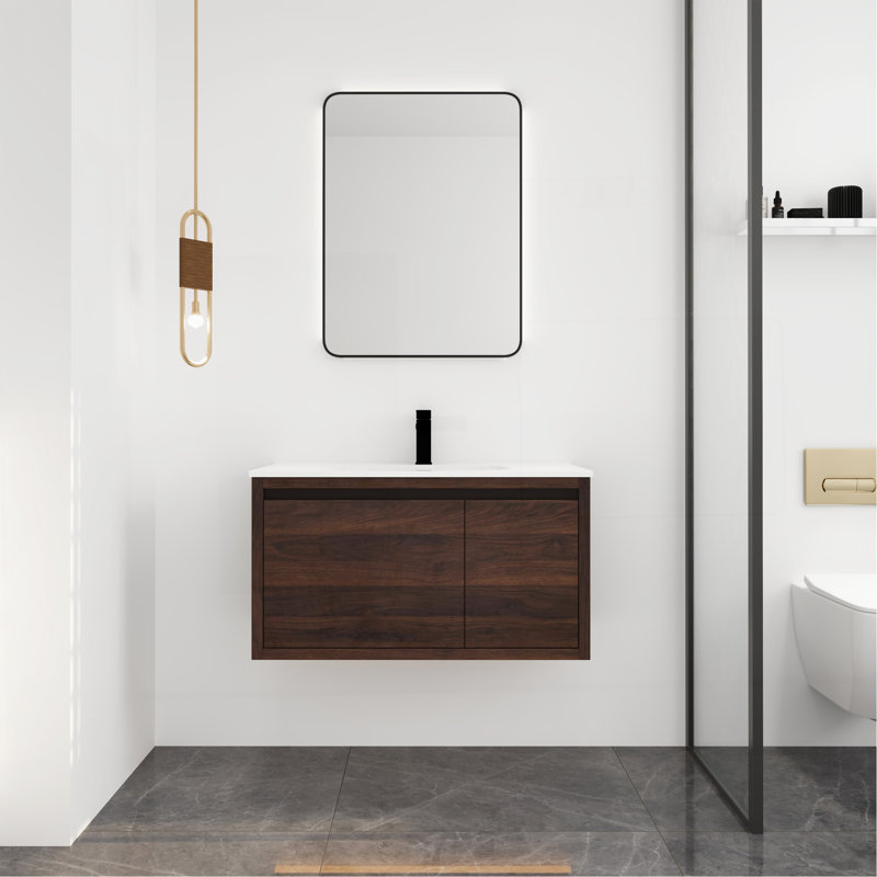 Meuble-lavabo 36 po avec lavabo en gel, Noyer de Californie