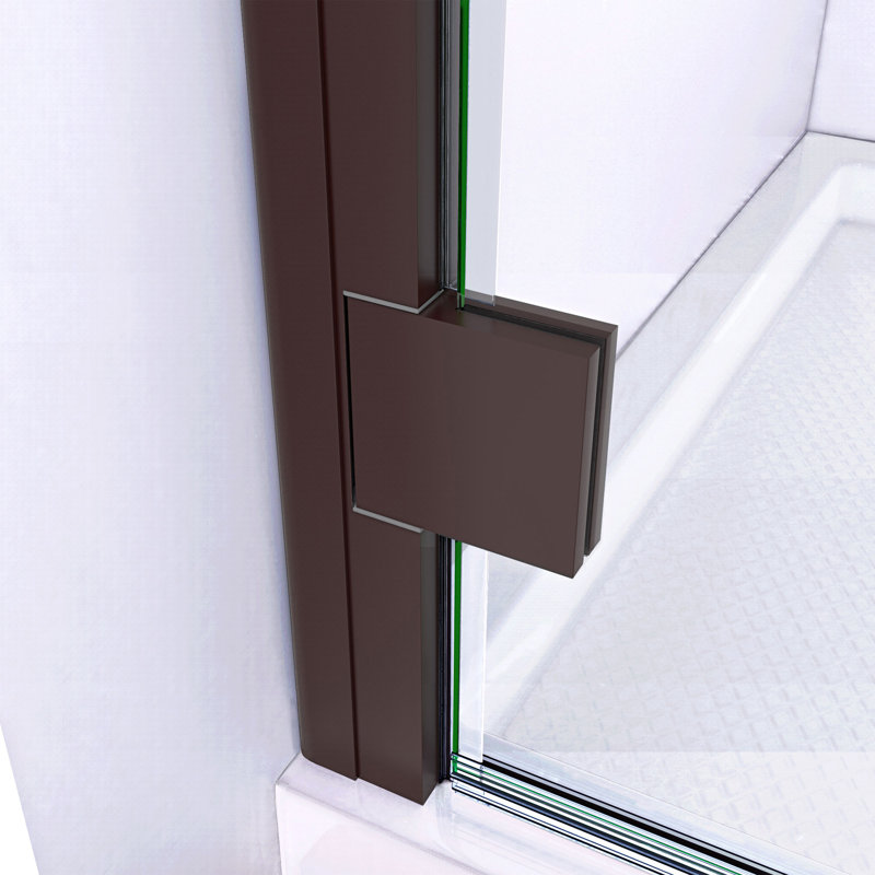 Lumen 34" W x 72" H Hinged Semi-Frameless Shower Door, Oil Rubbed Bronze
