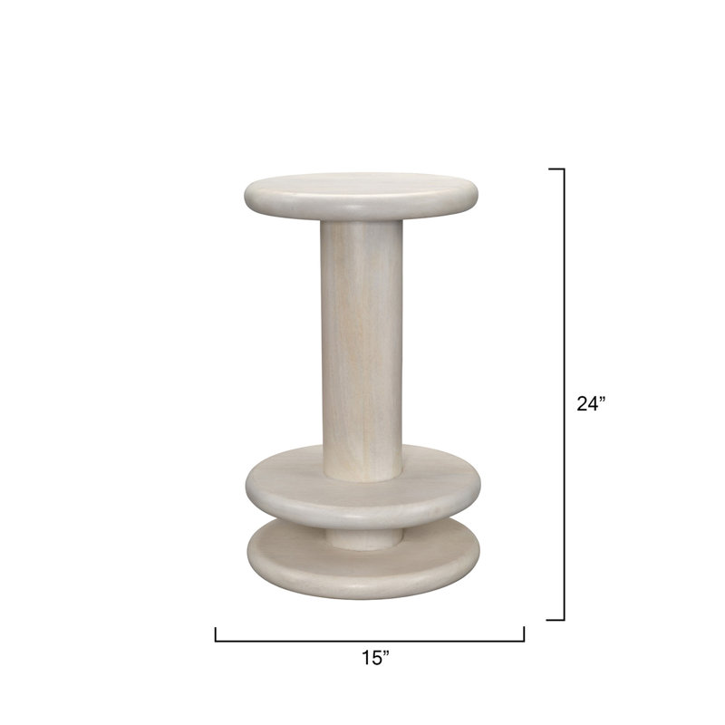Rye Solid Wood Stool, White Bleach, Counter Stool (24" Seat Height)