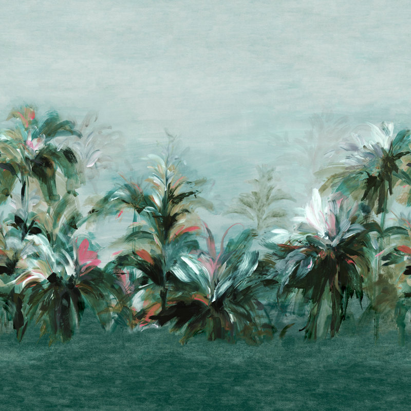 Vivido Alberi Floral Non-Woven Wallpaper Roll, Teal/Fuch Banner