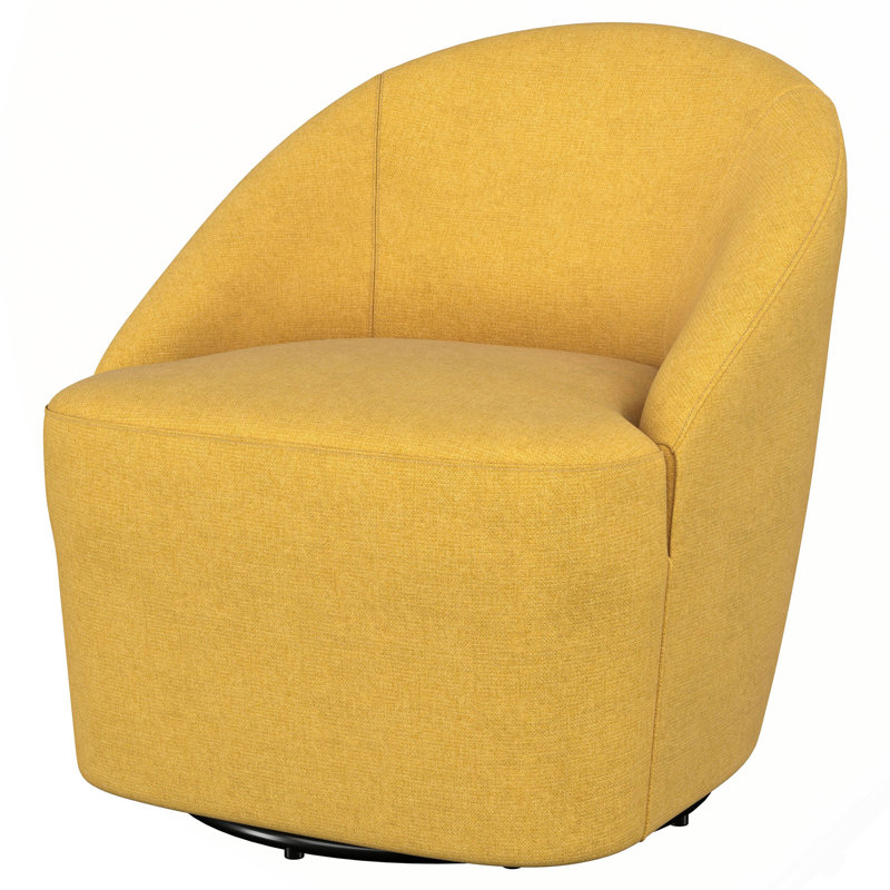 Fauteuil pivotant rembourré jaune moutarde, Jaune