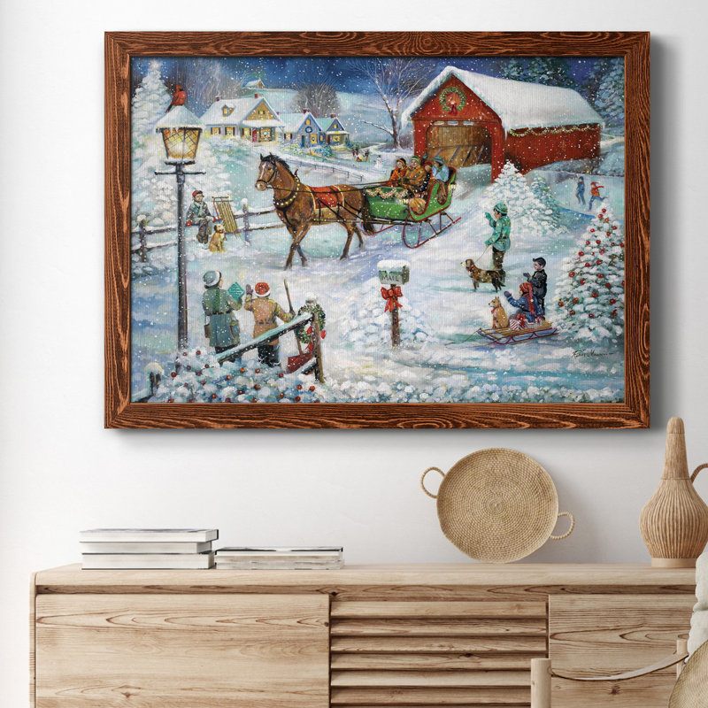 Sleigh Ride - Reproduction d'art sur toile encadrée, H 37,5 po x l 27,5 po x P 1,5 po, Érable