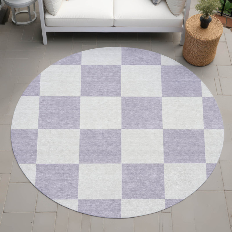 Tapis géométrique lavable à la machine intérieur / extérieur ACN2345, Rond 8 pi