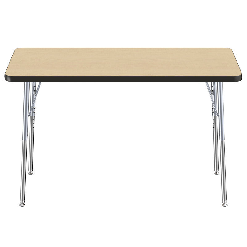 Table rectangulaire d'activité rectangulaire avec pieds réglables, Roulement pivotant standard, 24 po x 48 po, Black