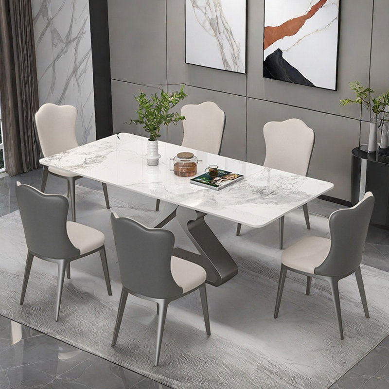 Italian style simple rectangular dining table sets, 29.5"H x 70.9"L x 35.4"W