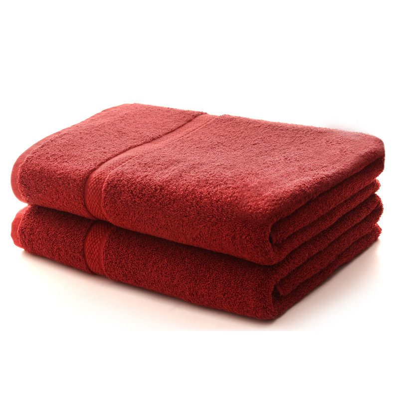 Ensemble 2 serviettes de bain en coton 100% McCay, Bourgogne