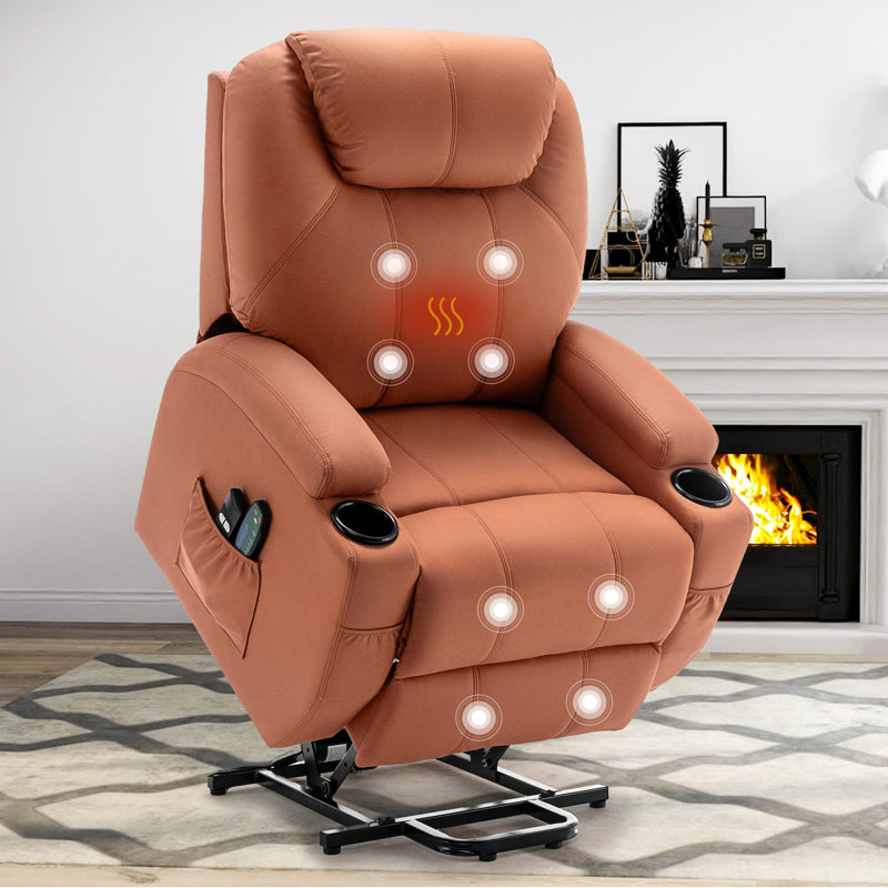 KORSER Power Lift Recliners, Recliner Chair With Heat And Massage For Elderly ,Electric Lift Recliner With Side Pockets And 2 Cup Holders