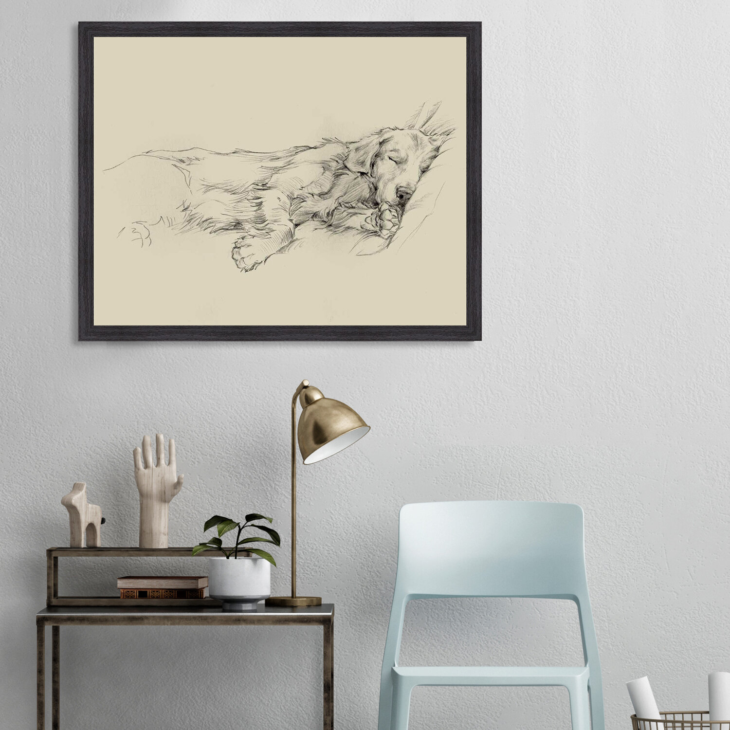 Alcott Hill® 'Dog Days III' Framed Drawing Print & Reviews | Wayfair