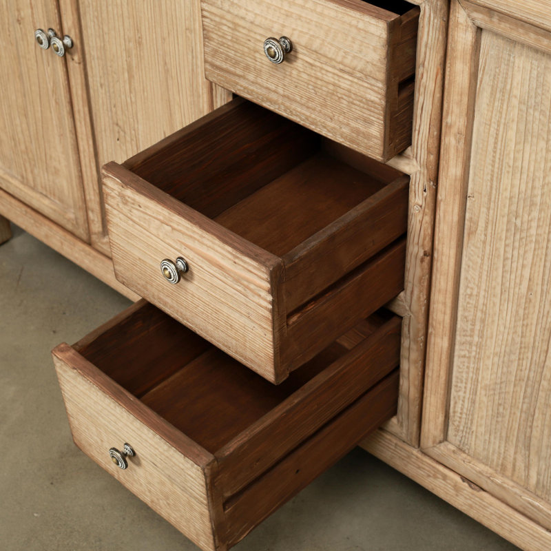 77“ Long Three Drawers Sideboard Weathered Natural