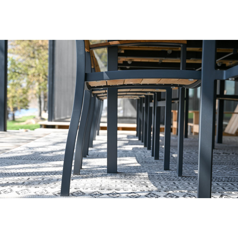 SoHo Teak Aluminum Outdoor Stacking Sidechair, Black