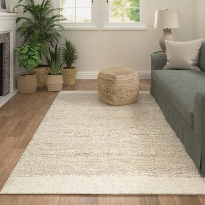 Tapis d'intérieur en laine / jute fait à la main Cazares