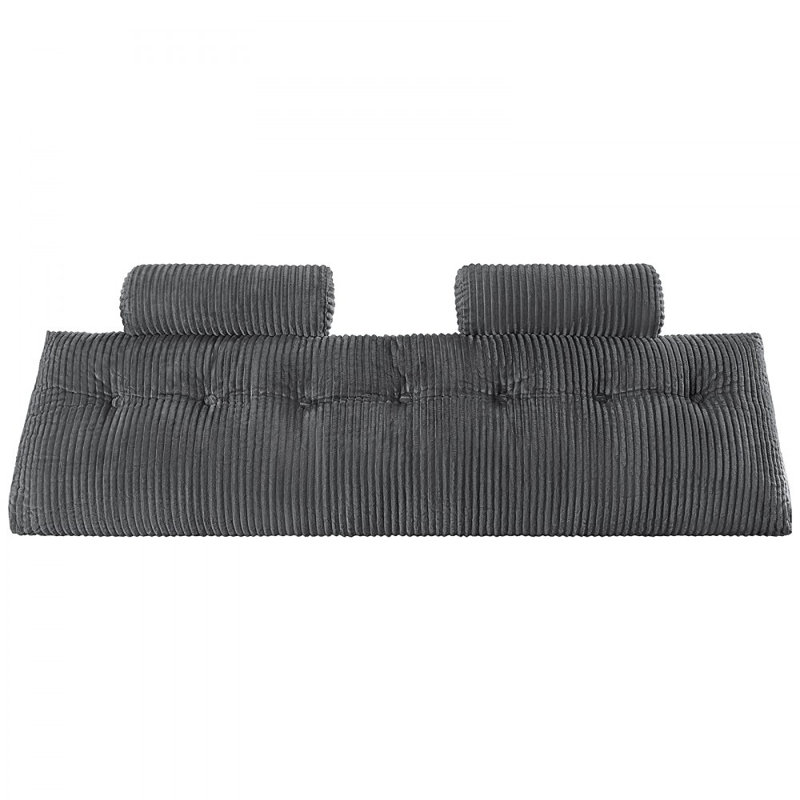 Coussin de tête de lit, coussin de tête de lit avec 2 poches latérales et 2 appuis-tête, coussin de lit en flanelle lavable, pour lire, jouer, se reposer, travailler au lit, gris