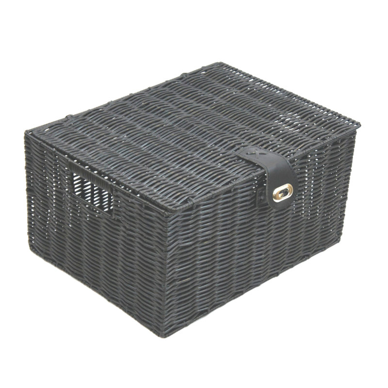 Brambly Cottage Plastic Decorative Basket, 18cm H x 35.5cm W x 28cm D, Black