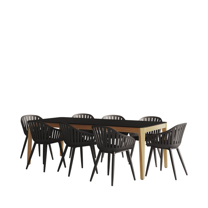 Ensemble de salle à manger Amazonia, Noir, Noir / Noir, L 40 po x L 67 po x P 40 po