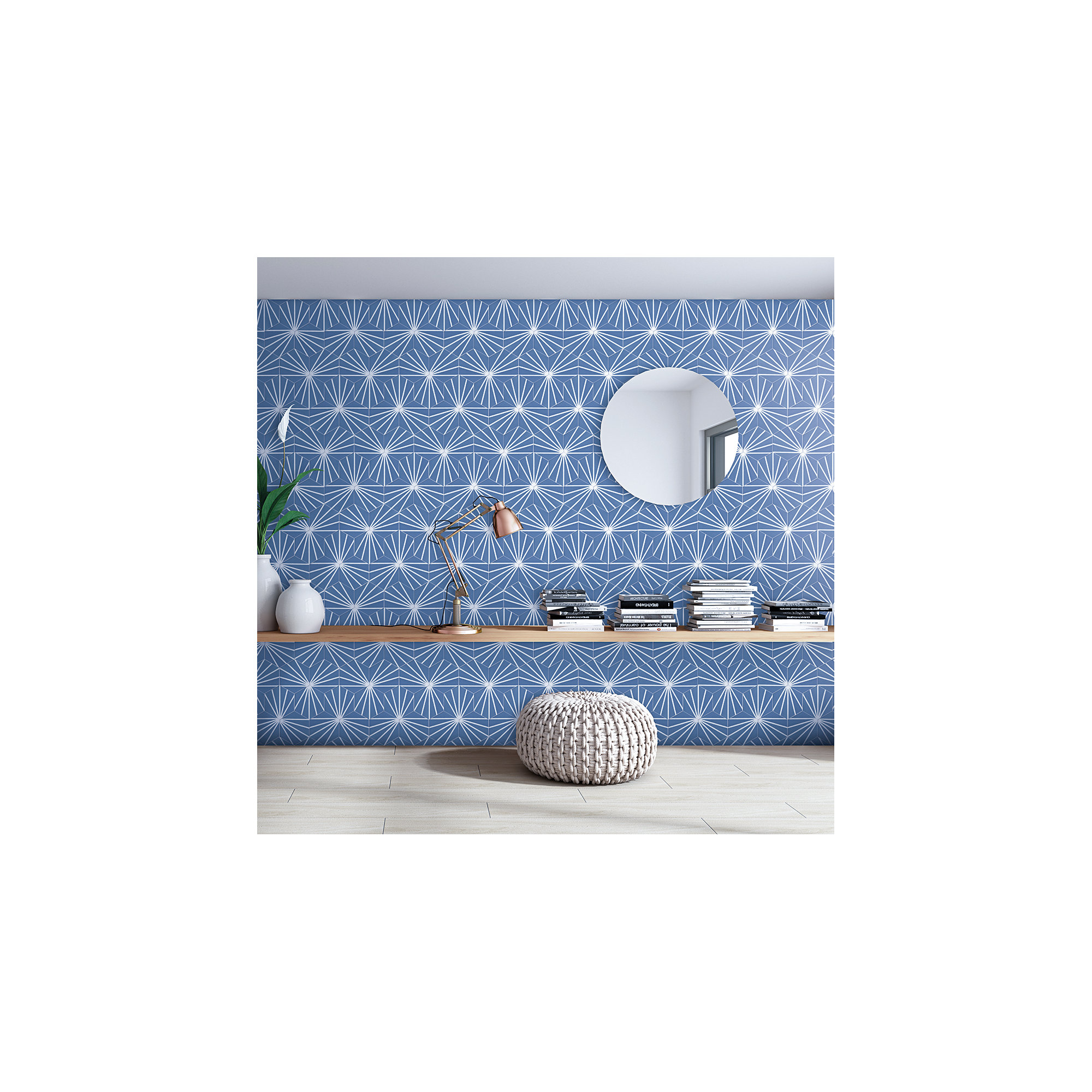 GeoHex Deco 8" Hexagon Matte Porcelain Floor and Wall Tile (9.03 Sq. Ft. / Case), Blue