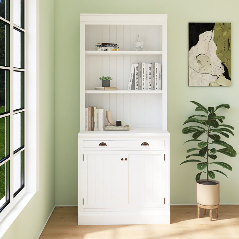 83.4"Tall Modern Bookshelf With LED Lighting, Drawer And Open Shelves For Living Room,Home Office