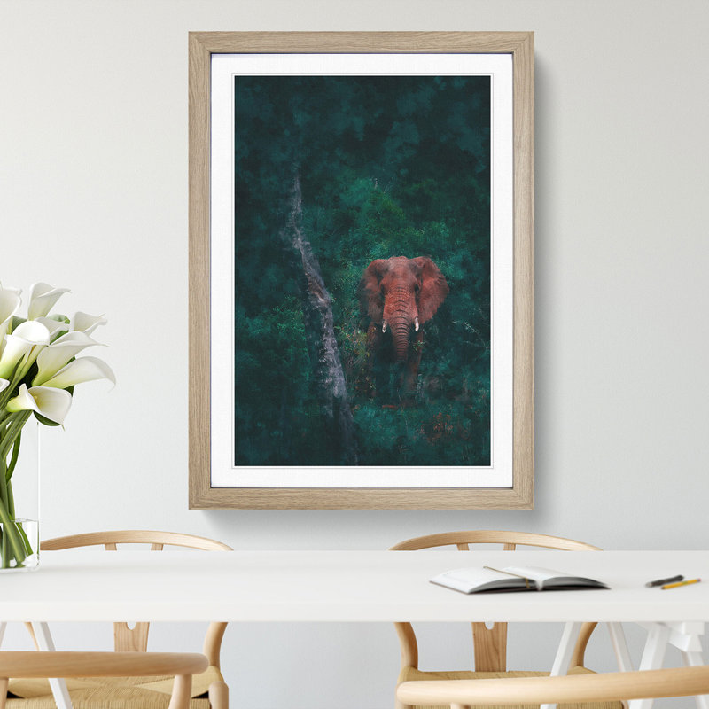 Elephant Vol.8 - Picture Frame Graphic Art, 36cm H x 27cm W x 2cm D, Oak Framed