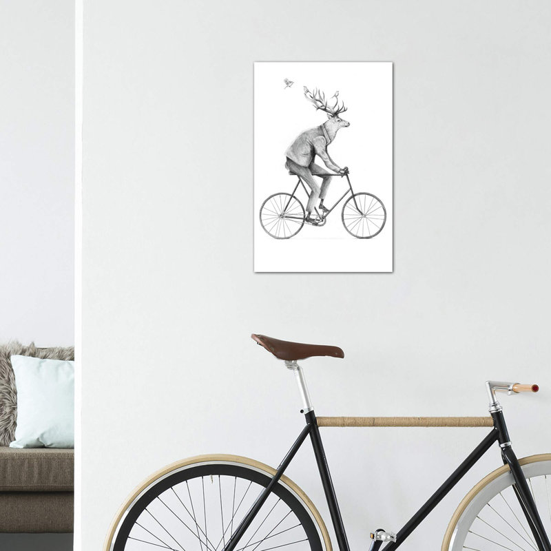 «Even a Gentleman Rides» par Mike Koubou - impression d'art graphique, H 48 po x l 32 po x P 1,5 po, Toile tendue