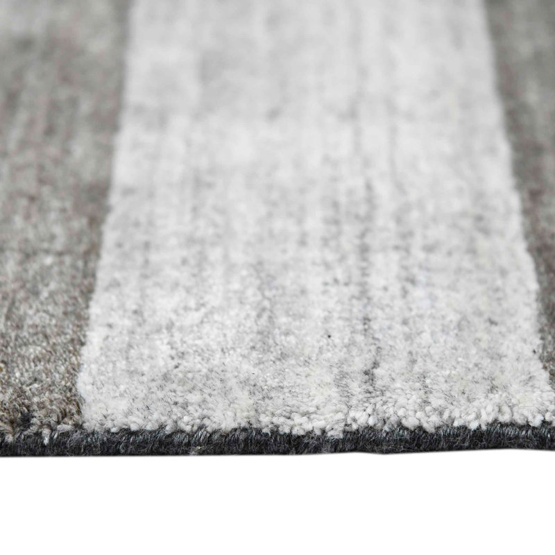 Handmade Gray Wool and Viscose 4' x 6' Reversible Area Rug