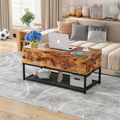 Table basse à plateau relevable avec rangement