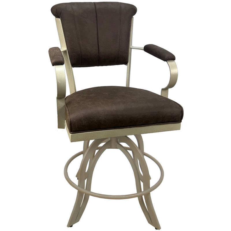 Tabouret de bar rotatif Racégal, Tabouret de comptoir (siège d'une hauteur de 26 p, Beige, Whisky
