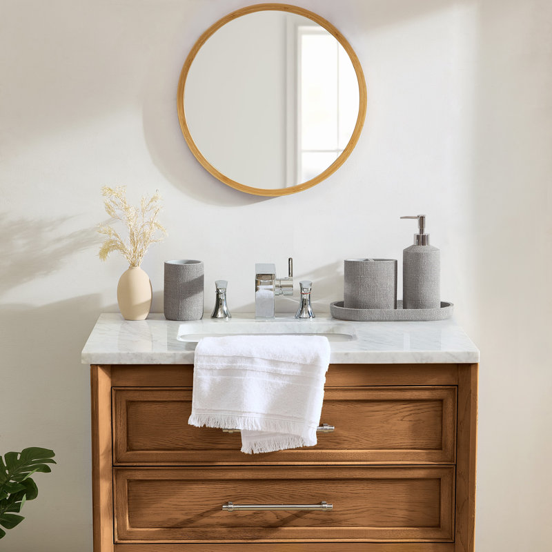 Astor Light Grey Fabric-Inspired 4-Piece Bathroom Set