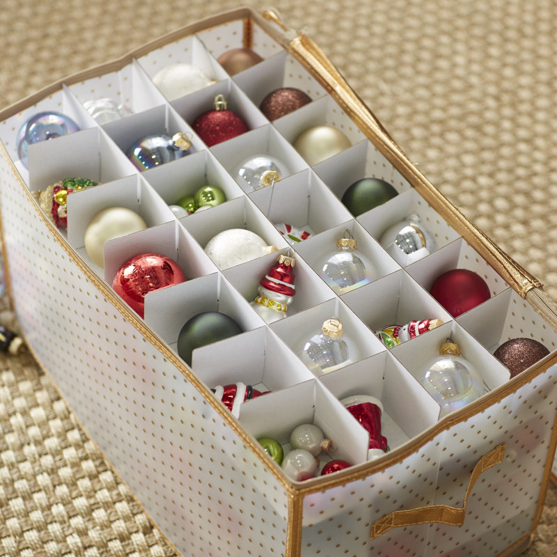 11.8" H x 20.67" W x 11.8" D Ornament Storage, Gold
