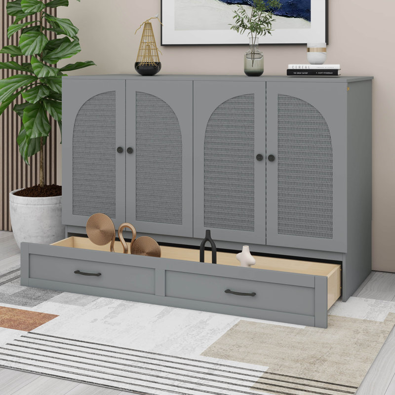 Lit escamotable avec tiroirs et station de charge, Gris