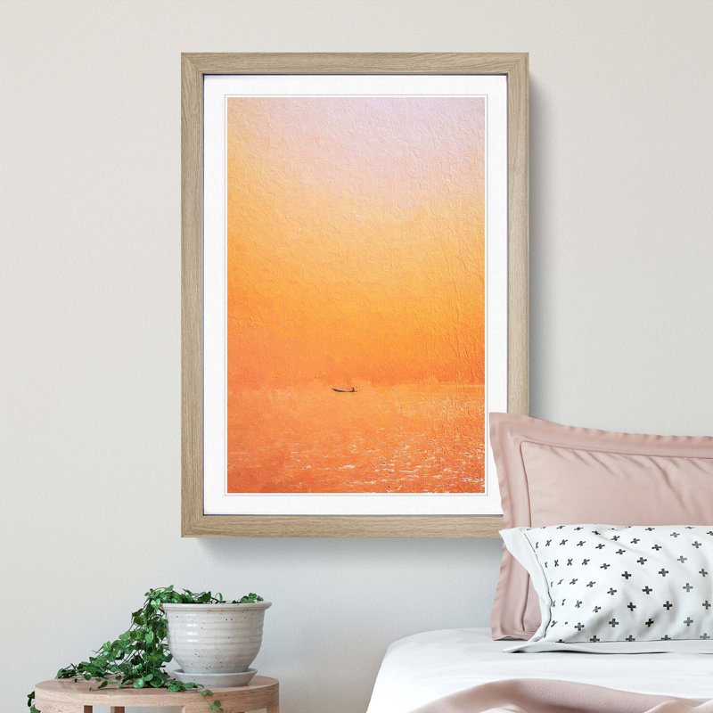 Alone On A Boat In Nigeria - Single Picture Frame Painting, Oak Framed, 63cm H x 45cm W x 2cm D