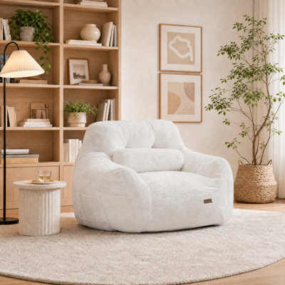 Fauteuil à billes surdimensionné de 46 po pour adultes avec coussin et poche