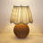 Rattan Table Lamp with Pleated Fabric Shade-1384491461