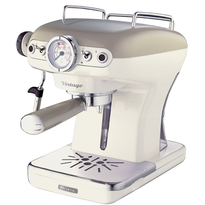 Ariete Vintage 1.7L Kettle with 2 Slice Toaster and 15 Bar Pump Espresso Coffee Machine Set, Cream