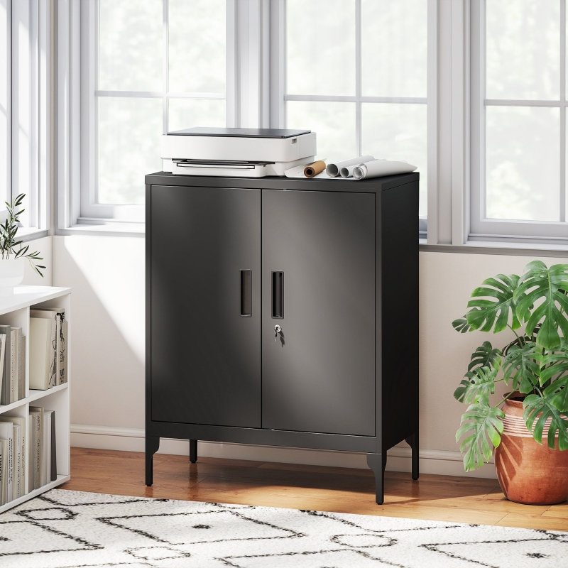 80 cm W Steel Filing Cabinet, Black