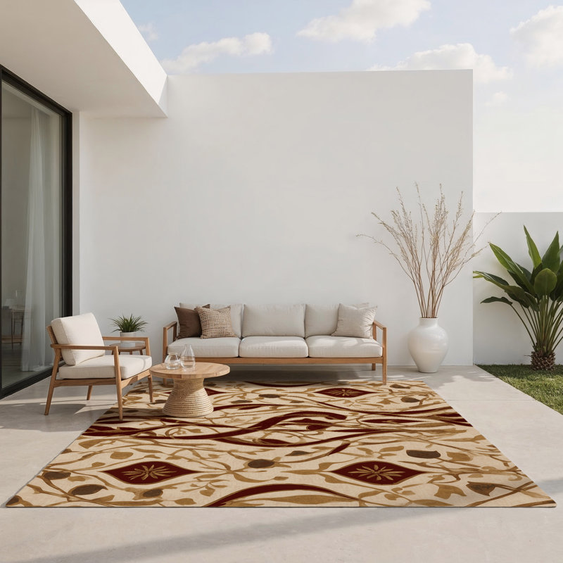 Tapis intérieur et extérieur Veil Of Splendor, Rectangle 1 pi 6 po x 2 pi 6 po