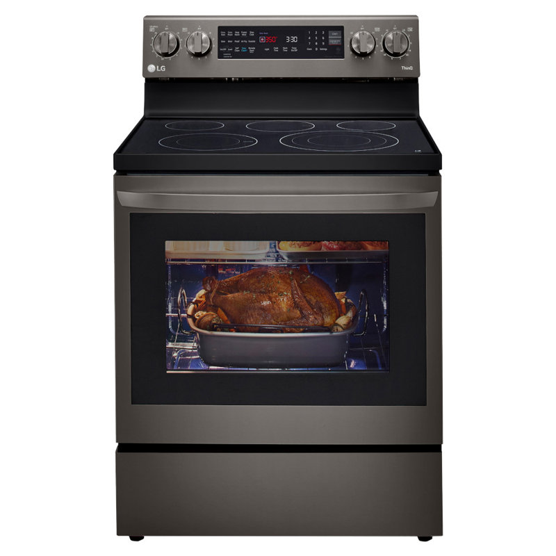 6.3 cu ft. Smart Wi-Fi Enabled True Convection InstaView Electric Range with Air Fry, Black Stainless Steel