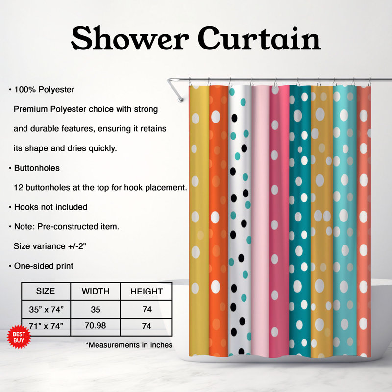 Spots Elements - Rideau de douche Premium, H 74 po x l 71 po
