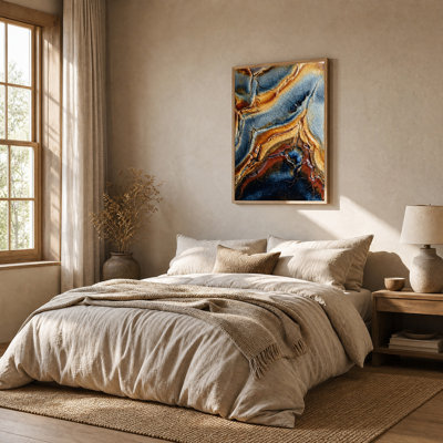 Tableau sur toile à texture craquelée bleue et brune