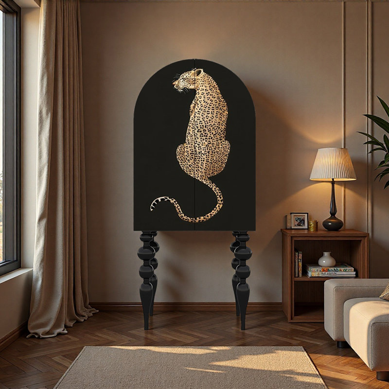Armoire de rangement de salon en bois massif, Noir