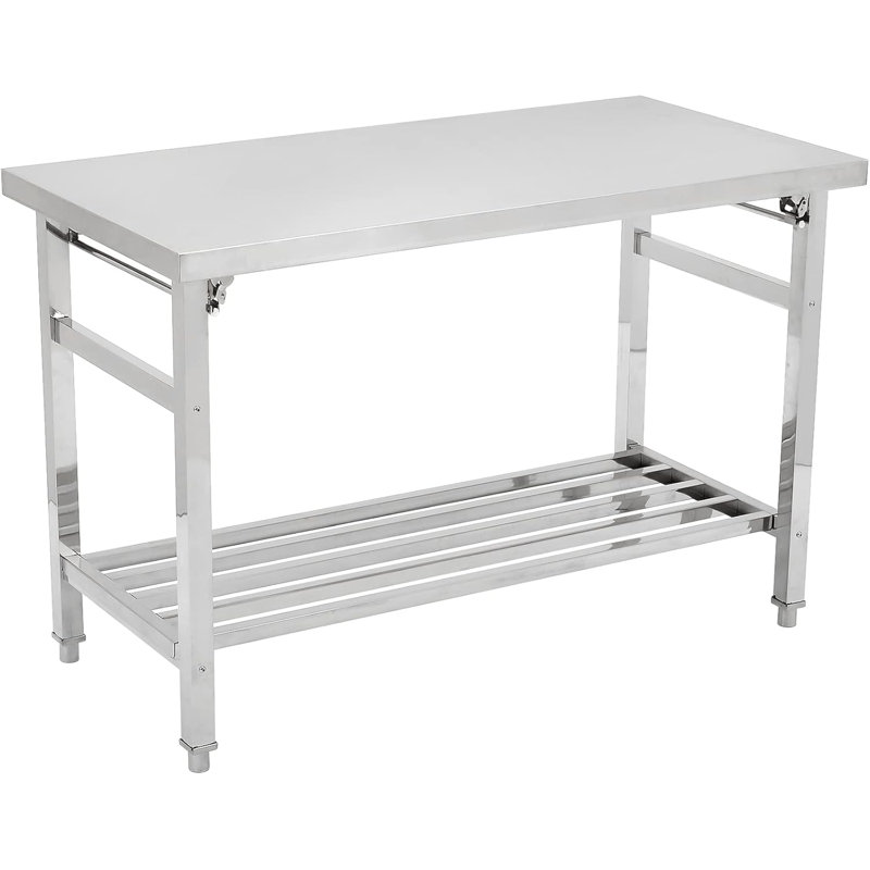 Stainless Steel Table, 48 x 24 Inches Metal Prep & Work Table with Adjustable Undershelf