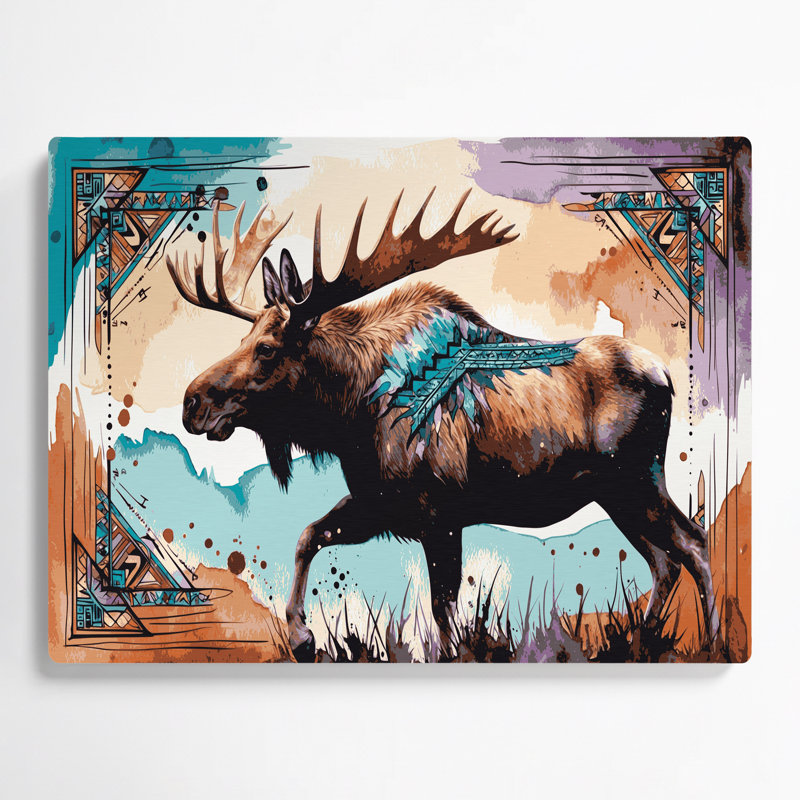 «Southwestern Animals Moose» 37, art mural en métal beige, H 11 po x l 14 po